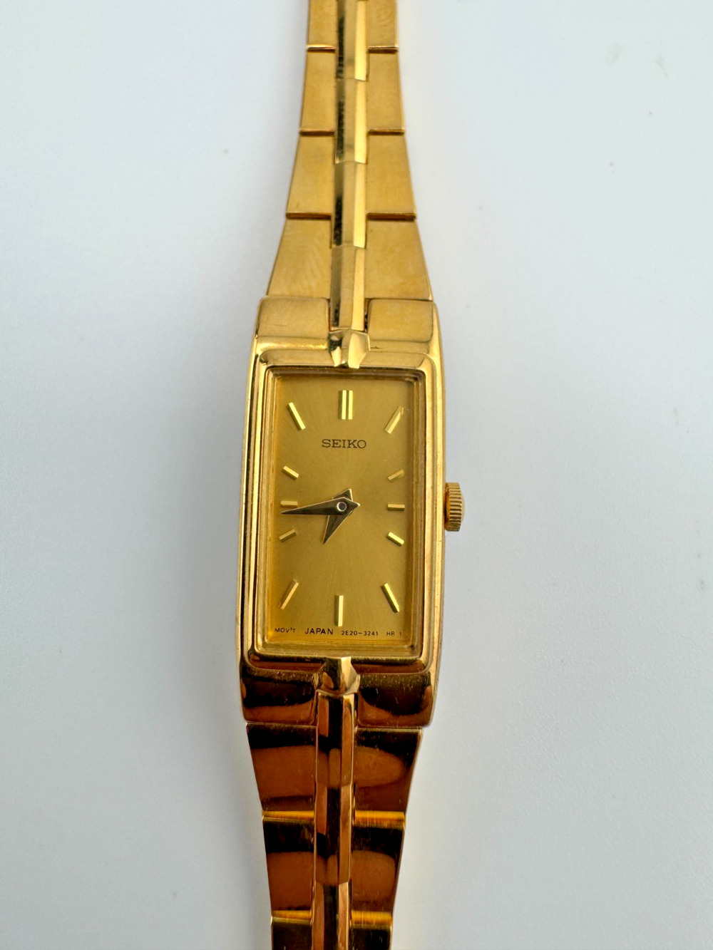 Seiko Women's Gold Tone Watch Rectangular Dial Bracelet 2E20-7479
